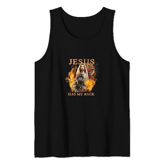 Christian Jesus Has My Back Firefighter Proud Christ Tank Tops
