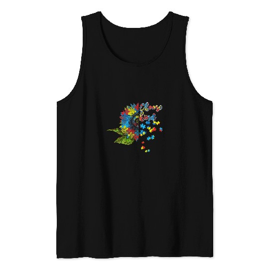 Autism Choose Kind Autism awareness Sunflower Mom Women Cute Gifts 21 Neurodiverse Tank Tops