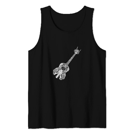 Skeletons Skulls Mens Skeletons Guitar Halloween Rock Band Music Guitarist Stuff Skull Tank Tops