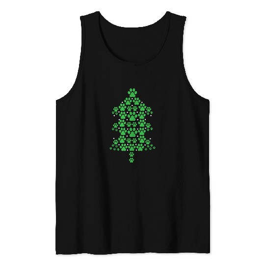 Cat Paw Prints Christmas Tree For Cat Mom Cat Dad Tank Tops
