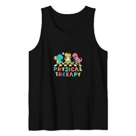 Cute Dinosaur Physical Therapy Therapist Assistant PT PTA OT Tank Tops