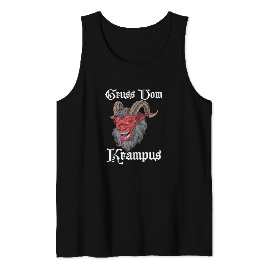 Gruss Vom Krampus Germanic Christmas Demon Merry Krampus 2 Tank Tops
