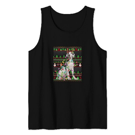 Dog Great Dane Ugly xmass Sweater Style Lights Great Dane Dog Christmas Tank Tops