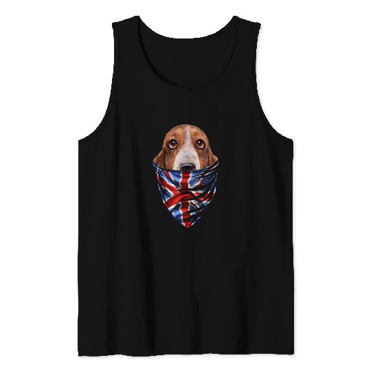 Dog Basset Hound Patriotic Basset Hound Dog in Union Jack Bandana Tank Tops