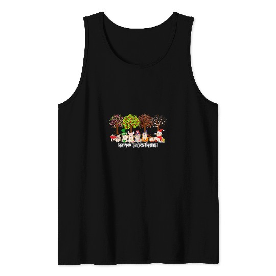 Happy Everything Shih Tzu Seasons All Year Tree Dog Lover Tank Tops