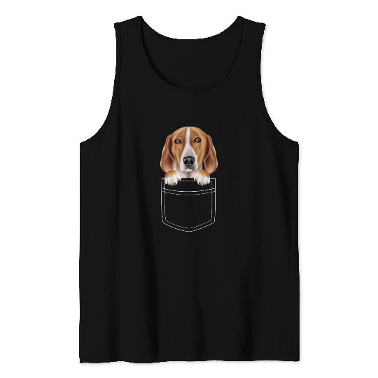 English Foxhound Dog In Pocket Funny Dog Lover Tank Tops