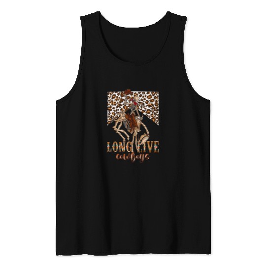 Skeletons Skulls Cowboy Killer Long Live Cowboy Skeletons Leopard Western Skull Tank Tops
