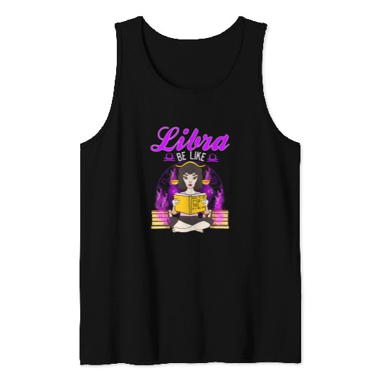 Reading Book Libra Zodiac Sign Anime Style Girl Reading a Book Reader Tank Tops