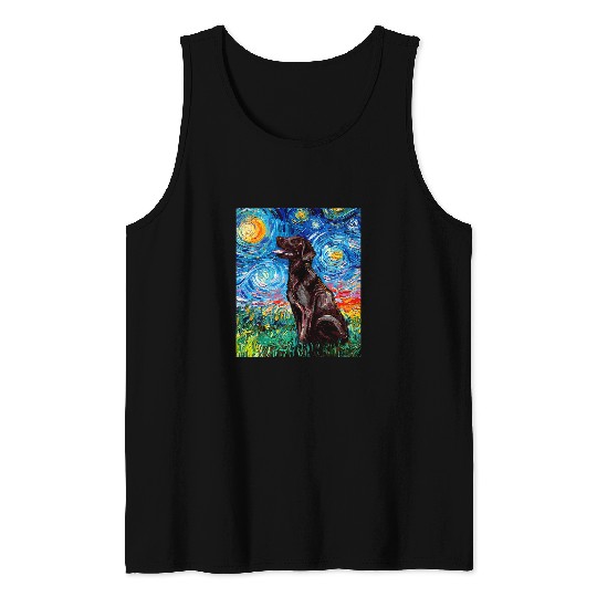 Labrador Lab Dog Chocolate Labrador Starry Night Brown Lab Dog Art by Aja Tank Tops
