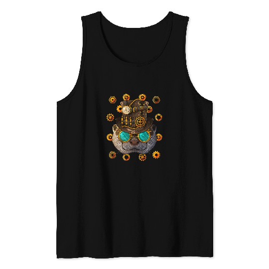 Otters Steampunk Otter Medieval Victorian Steam Powered Animal Tank Tops