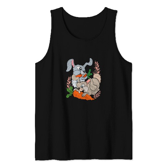 Rabbits Carrot Bunnies Cute Pet Owner Funny Animal Rabbit Tank Tops