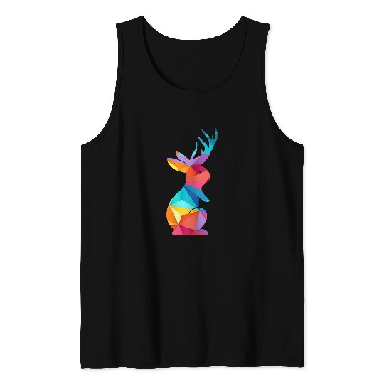Rabbits Cute Colorful Jackalope Fun Cute Rabbit Animal Lover Graphic Tank Tops