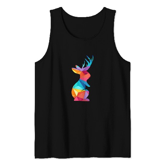 Rabbits Cute Colorful Jackalope Fun Cute Rabbit Animal Lover Graphic Tank Tops