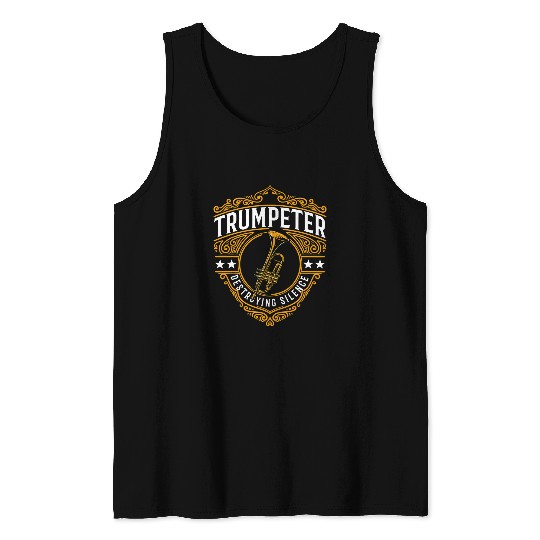Trumpet Lover Player Marching Band Trumpeter Destroying Silence Tank Tops