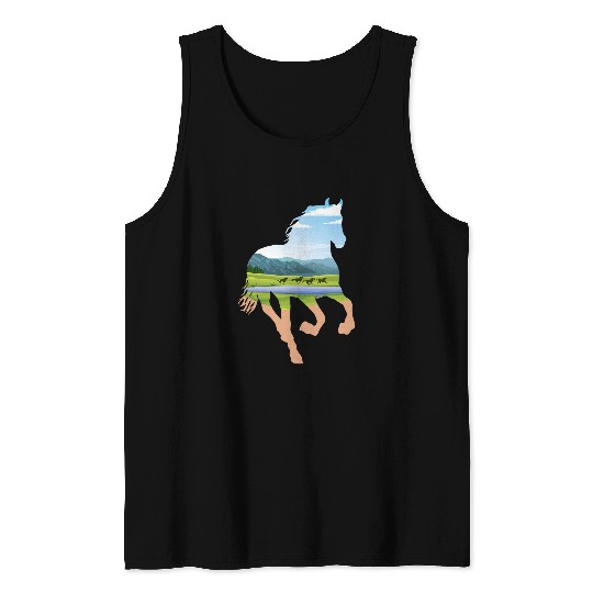 Horse Landscape Design Horses Lover Equestrian Horseman Tank Tops