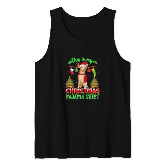 Bully xmass Tree Pitbull Horn Sock Christmas Pajama Tee Dog Lover Pitbull Dog Tank Tops