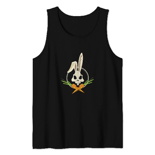 Skeletons Skulls Rabbit Crossbones Carrots Easter Day Skull Tank Tops