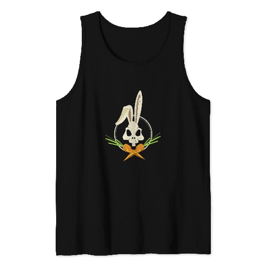 Skeletons Skulls Rabbit Crossbones Carrots Easter Day Skull Tank Tops