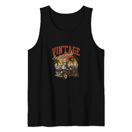 Surf Life vintages Surfer Dude Retro Sunset Lifesaver Tower 50s Truck Tank Tops