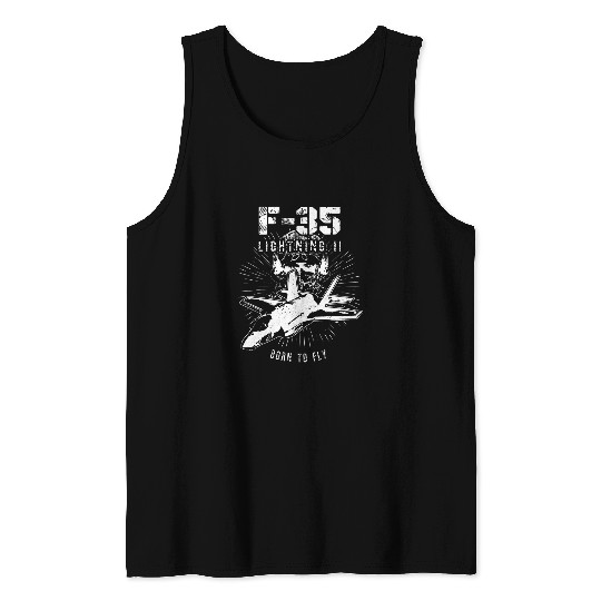 F35 Tactical Fighter Pilot USAF Aviation Born To Fly Tank Tops
