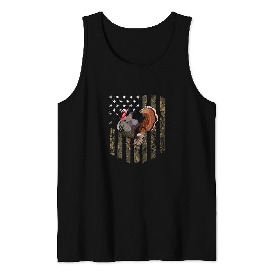 Camo American Flag Turkey 4th Of July Farm Animal Tank Tops