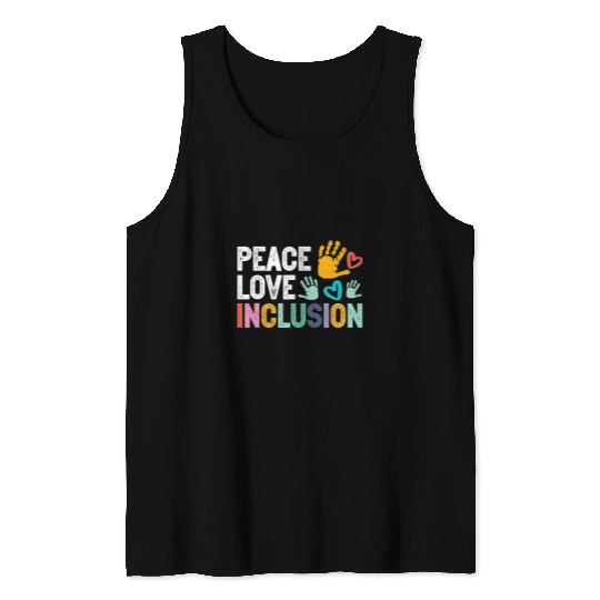 Teacher Job Peace love inclusion For A Sped Teacher Tank Tops
