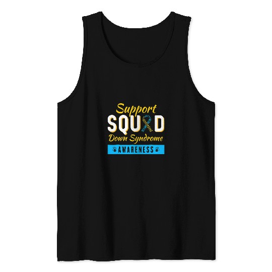 Down Syndromes Awareness month Ribbon Support Squad Men kids Tank Tops