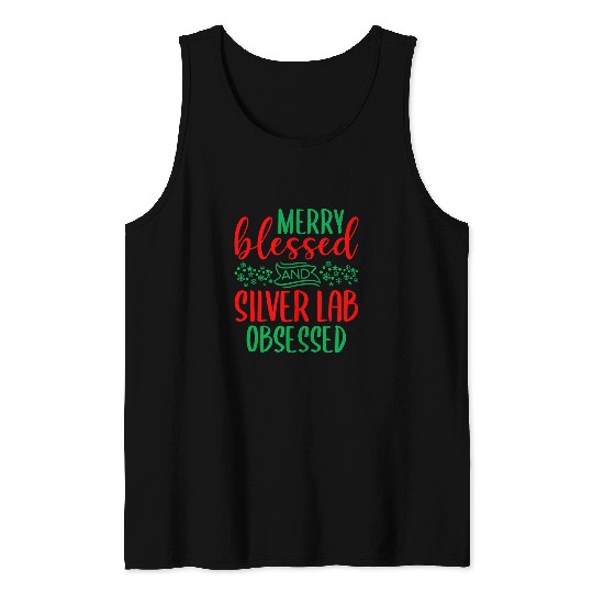 Labrador Lab Dog Silver Lab Merry Christmas Labrador Retriever Tank Tops