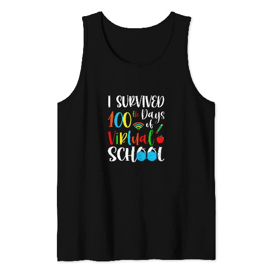 I Survived 100th Days of Virtual School Distance Learning Tank Tops