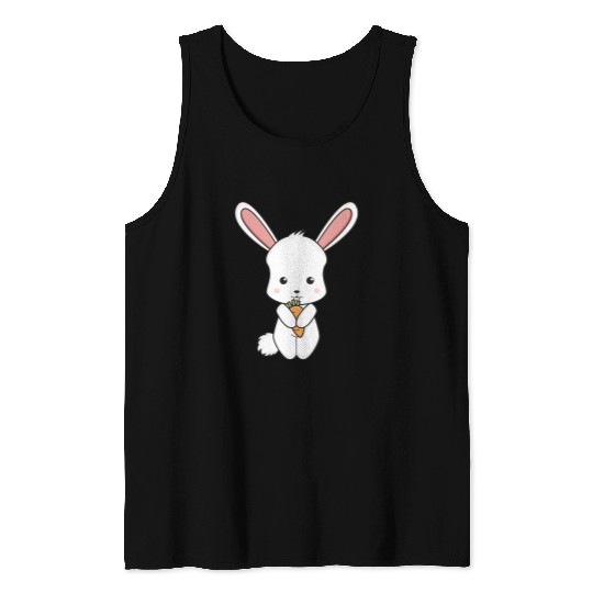Rabbits Chibi Rabbit With Carrot Easter Mens Womens Kids Tank Tops