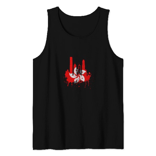 Hong Kong Skyline Flag Asia Painting Art Buddha Hong Kong Tank Tops