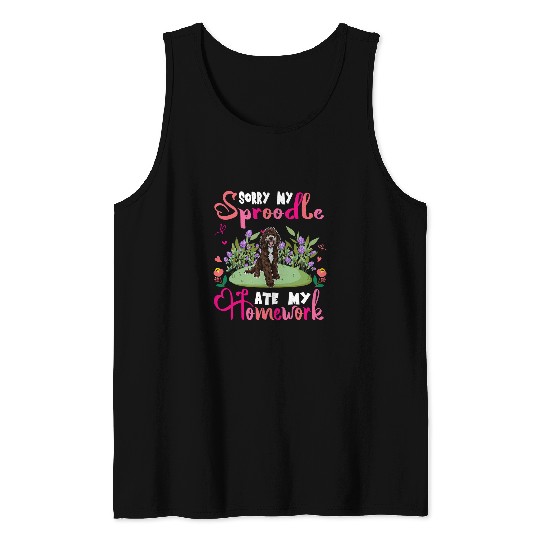 Sorry My Sproodle Ate My Homework Floral Dog Cute Student Tank Tops