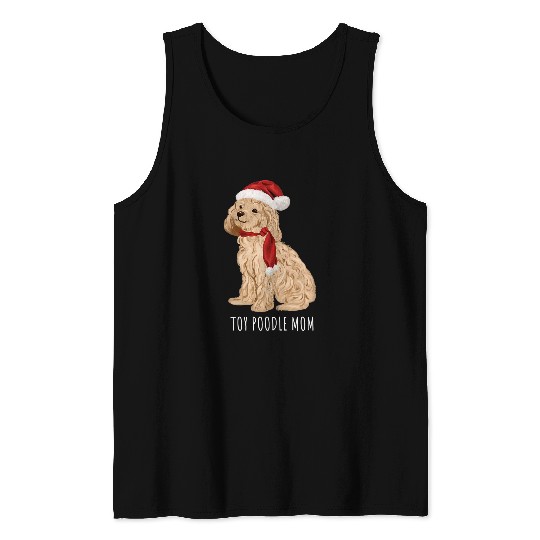 Cute Toy Poodle Santa For Mom Women dog lover Christmas Tank Tops