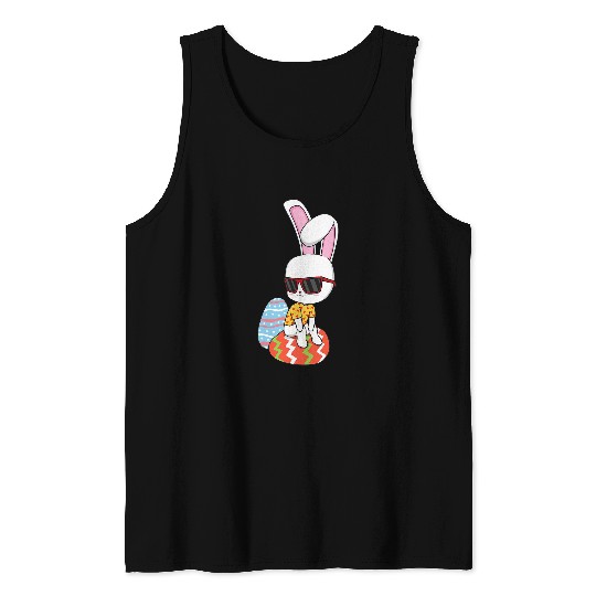 Rabbits Easter Day Eggs Boys Girls Kids Cute Sunglasses bunny 1 Tank Tops