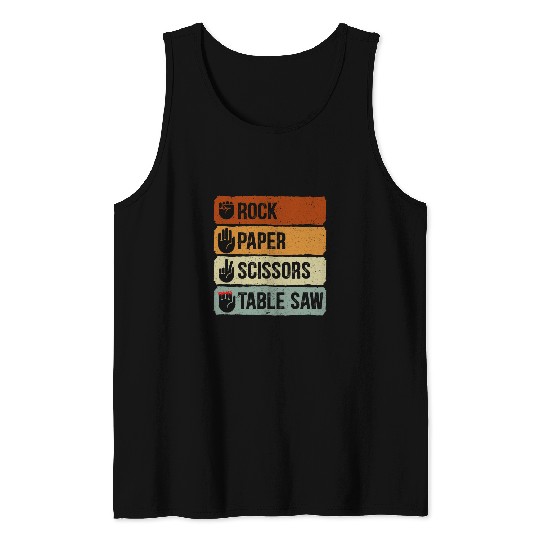 Woodworking Mens Rock Paper Scissors Table Saw Funny Woodworking Carpenter Tank Tops