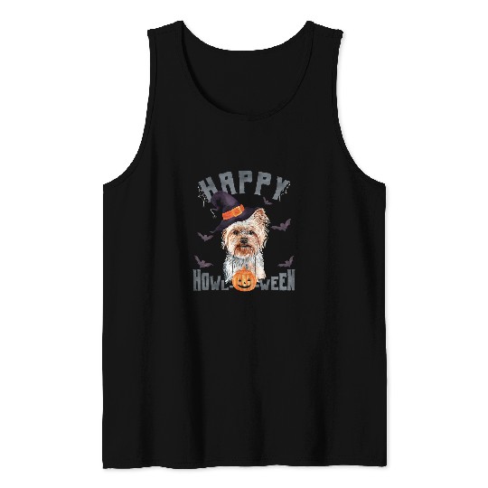 Yorkshire Terrier Happy Howloween Dog Pun Yorkshire Terrier Halloween Women 162 Yorkie Tank Tops