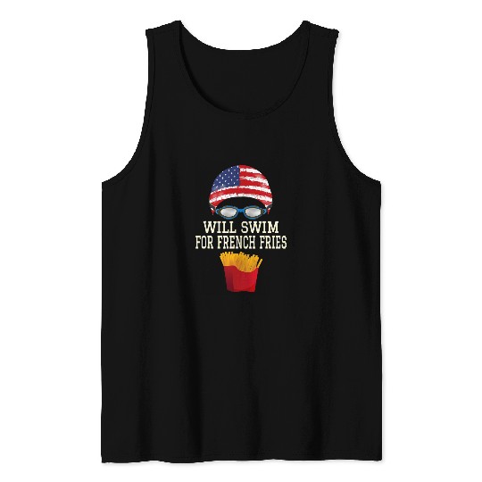 Swimming Pool Funny Swimming French Fries Goggles Cap Tank Tops