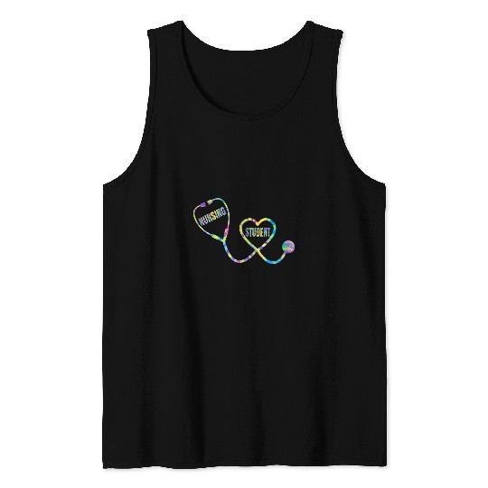 Tie Dye College Nursing Student School Stethoscope Tank Tops