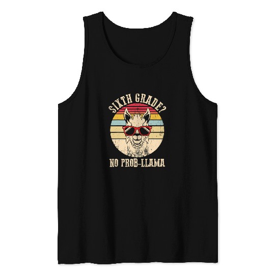 Llama Lover Sixth Grade No ProbLlama Teacher Student Back to School 14 Tank Tops