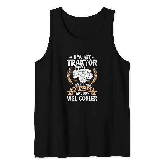 Tractor driving Mens Grandpa with Tractor Cool Grandpa Grandparents Farmer 2 Tank Tops