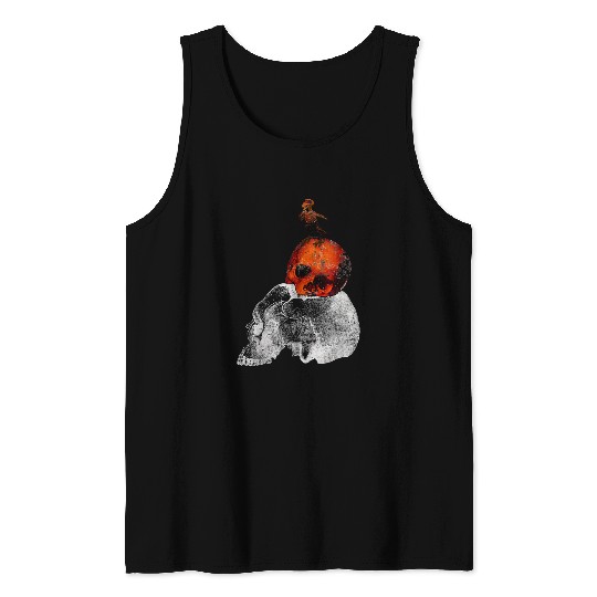 Skeletons Skulls Raven Skeletons Crow Skull Gothic Halloween Graphic Costume 40 Skull Tank Tops