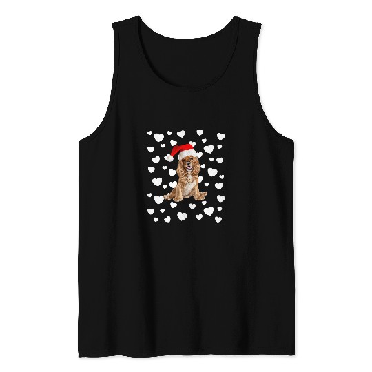 Dog Cocker Spaniel Christmas Cocker Spaniel xmass Santa Hat Holidays Dog Mom Dad 85 Tank Tops