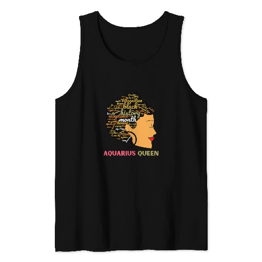 Black History Month Aquarius Queen Black Womens Tank Tops