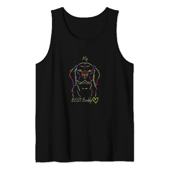 Goldie My bests buddy Neon Dog Puppy Love Golden Retriever Dog Tank Tops