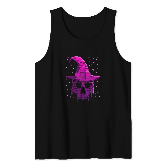 Skeletons Skulls Witch Skull Death Head Witchcraft Evil Sorceress Halloween 114 Skull Tank Tops
