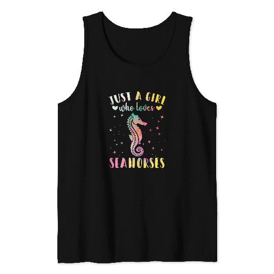 Seahorse Lover Just a Girl Who Loves Seahorses Watercolor Seahorse Women 217 Tank Tops