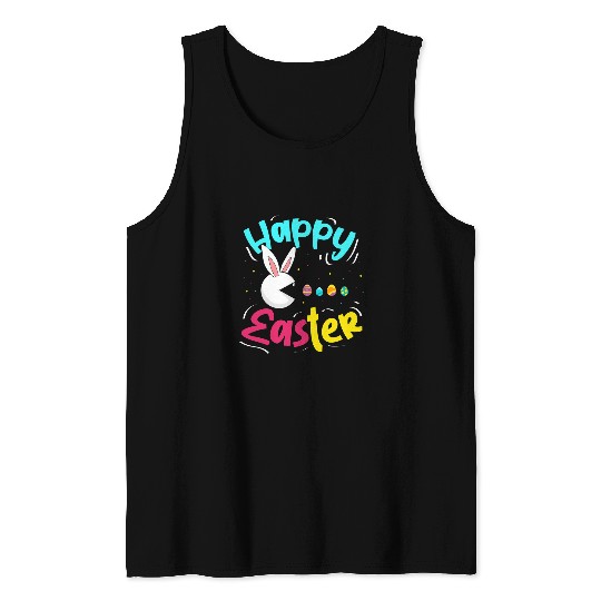 Rabbits Happy Easter Cute Rabbit Eating Easter Eggs Easter Sunday Tank Tops
