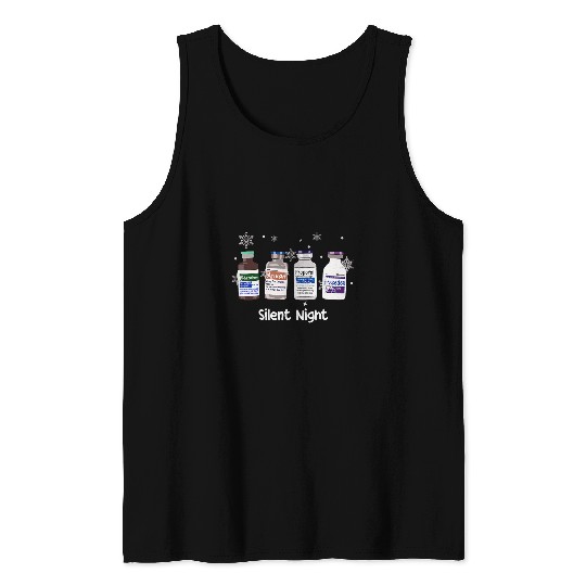 Retro Silent Night ICU nurses Christmas Intensive Care Unit 2 Tank Tops