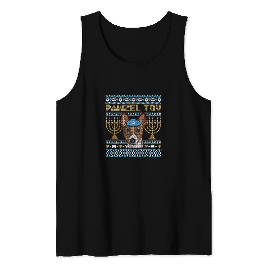 Dog Basenji Pawzel Tov Jewish Basenji Dog Funny Hanukkah Tank Tops