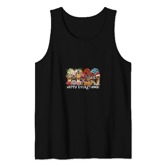 Yorkshire Terrier Happy Everything Yorkshire Terrier Dog Seasons All Year Tree24 Yorkie Tank Tops